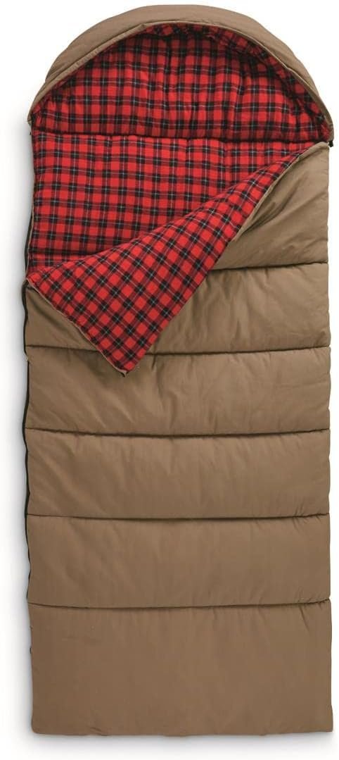 Sleeping Bag for Adults, Cold Weather, Winter, Hiking, Camping, Hunter, Canvas, 30 Degrees