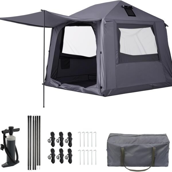 Inflatable Camping Tent with Electric Air Pump   420D Heavy Duty Oxford   5 Min Auto Inflation   Panoramic Stargazing Skylight   4 Season Luxury Glamping Cabin, 4 10 Person Multiple Sizes