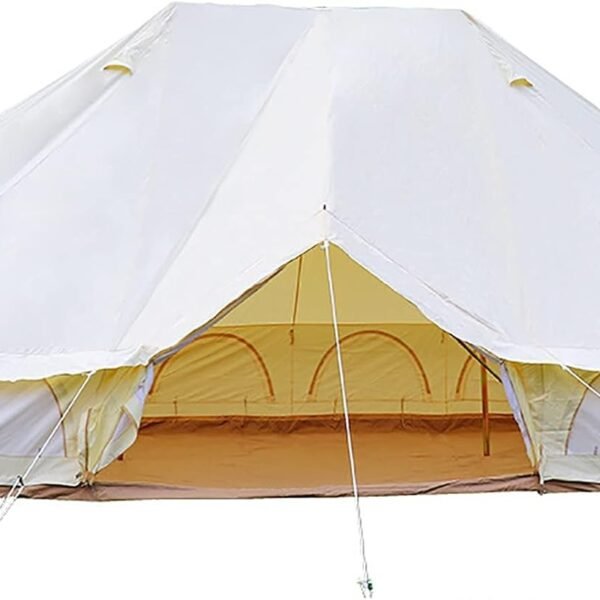 900D Oxford Cloth Bell Tent, Outdoor Waterproof Yurt Bell Tent, Family Glamping Tents, 4 Season Outdoor Camping Tent, Three Doors and Six Windows, UPF50 UV Resistant