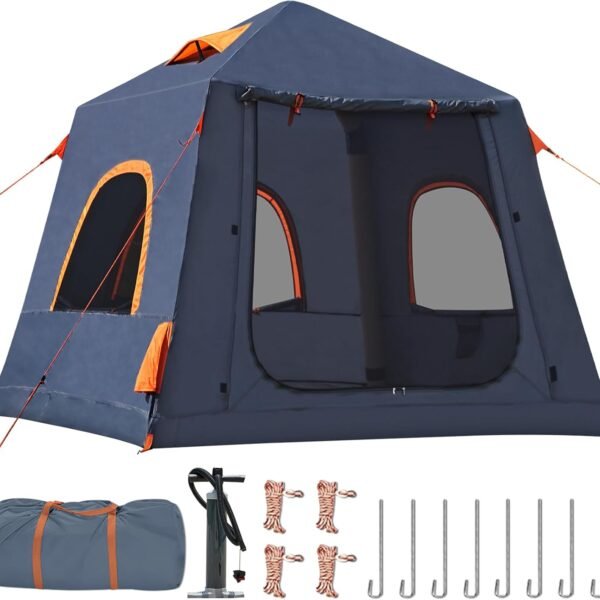 Inflatable Tents for Camping,Easy Blow Up Tent with Hand Pump,4 Seasons Waterproof Air Inflatable Camping Tent House for Family Weekend Camping