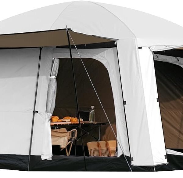 4 6 Person Camping Tent, Large Family Cabin Tents with Porch & Rainfly, Double Layer Waterproof Glamping Tent with 2 Rooms 2 Doors, Portable Big Tents for Outdoor Camping Hiking Party