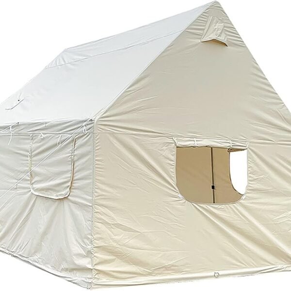 Cotton Canvas Wall Tent Waterproof 900D Oxford Cloth Yurt Bell Tent 10x12ft, Family Glamping Tents for 8 10 People Outdoor Camping Hiking Party Hunting, Two Doors and Two Windows