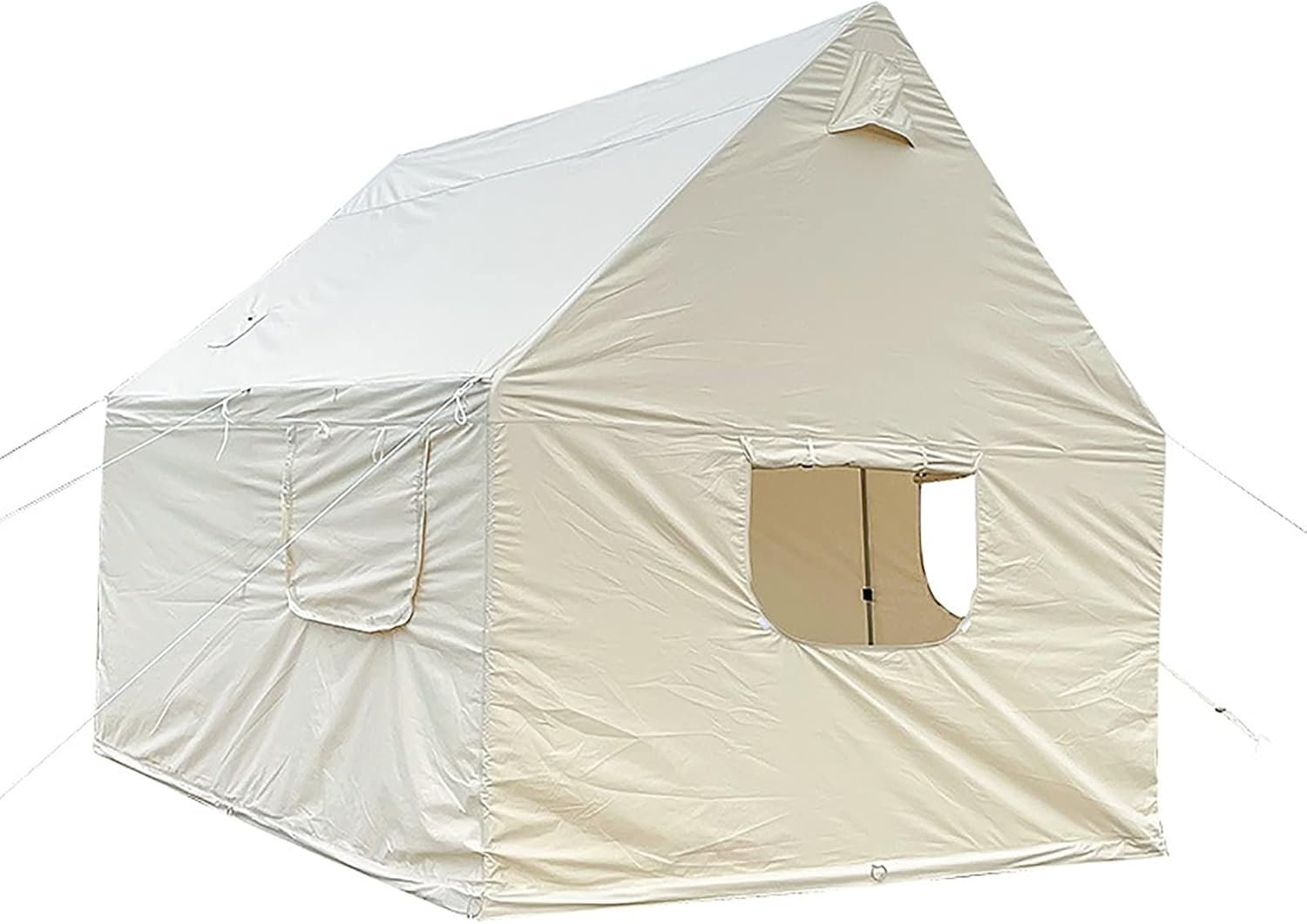 Cotton Canvas Wall Tent Waterproof 900D Oxford Cloth Yurt Bell Tent 10x12ft, Family Glamping Tents for 8 10 People Outdoor Camping Hiking Party Hunting, Two Doors and Two Windows