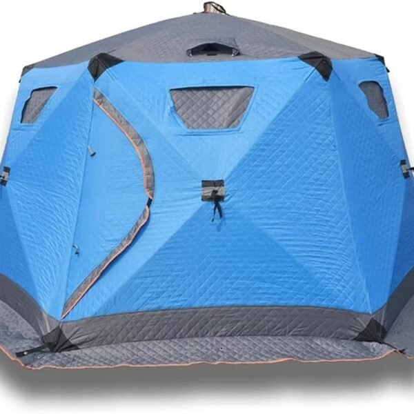 Winter Ice Fishing Tent Thickened Cotton Warm Outdoor Camping Tent for 5 8 Person Ice Fishing Shelter Portable Ice Shanty Tent, Blue, 147x147x165cm
