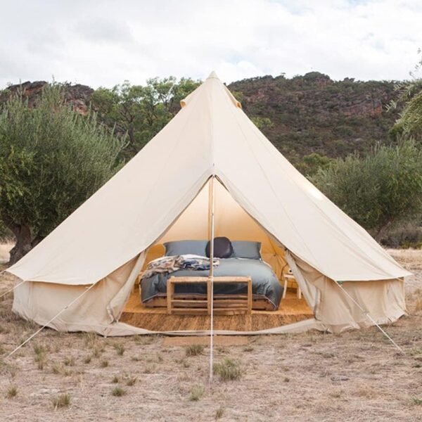 Mongolia Yurt Tent Large Camping Tent 5 8 Persons Outdoor Indian Bell Tent Family Tents for Family Self Driving Travel Hiking, 4m, Khaki