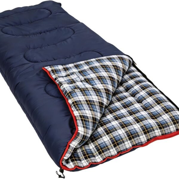 Cotton Flannel Sleeping Bag for Adults Big & Tall, 3/4 Season Thicken Cold Weather Sleeping Bag with Compression Sack, Warm and Comfortable for Camping Hiking Backpacking Travel Hunting