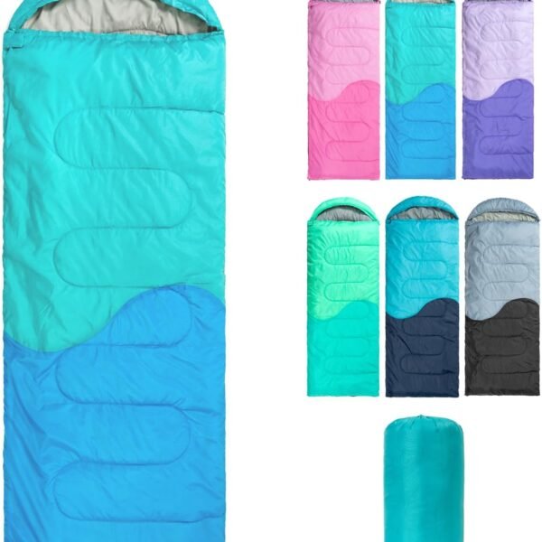 Sleeping Bag   3 Seasons for Adults Boys Girls Camping Hiking   Warm Cold Weather Lightweight Portable with Compression Bag for Backpacking in Spring, Summer, Fall and Winter