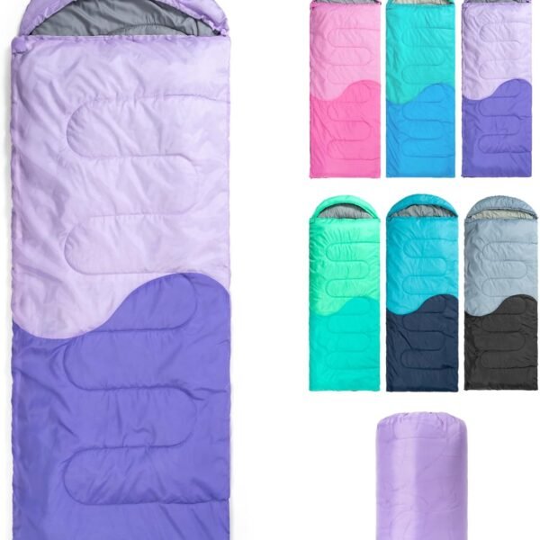 Sleeping Bag   3 Seasons for Adults Boys Girls Camping Hiking   Warm Cold Weather Lightweight Portable with Compression Bag for Backpacking in Spring, Summer, Fall and Winter