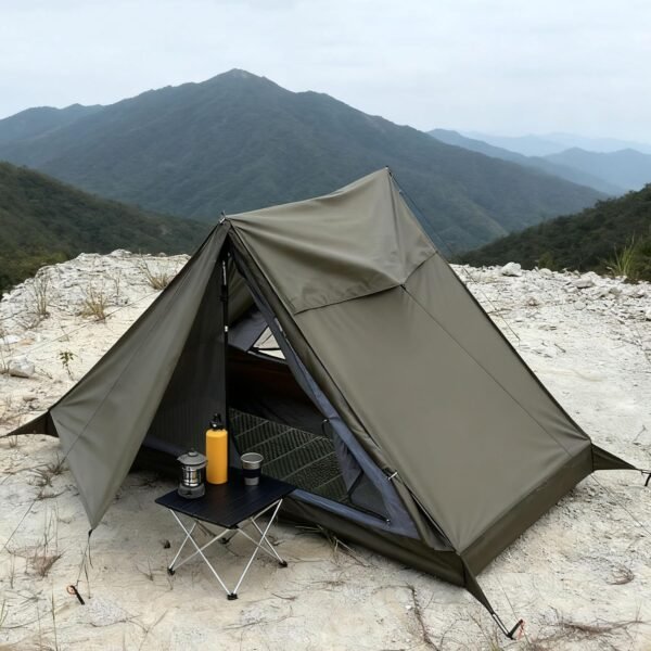 Lightweight One Man Tent Waterproof 2000+mm Backpacking Hiking Pole Tent for Outdoor Hiking, Camping, Trekking (without pole)